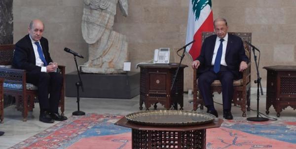 وزیر خارجه فرانسه با رئیس جمهور لبنان ملاقات کرد
