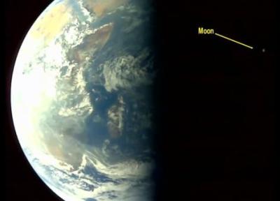 سلفی جالب کاوشگر خورشیدی هند با زمین و ماه، عکس